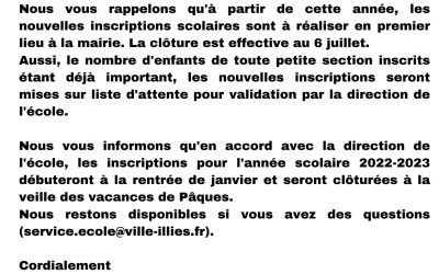 Inscriptions école